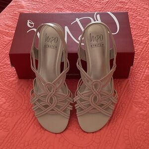 Impo Stretch Strappy Slingback Heels in Nude